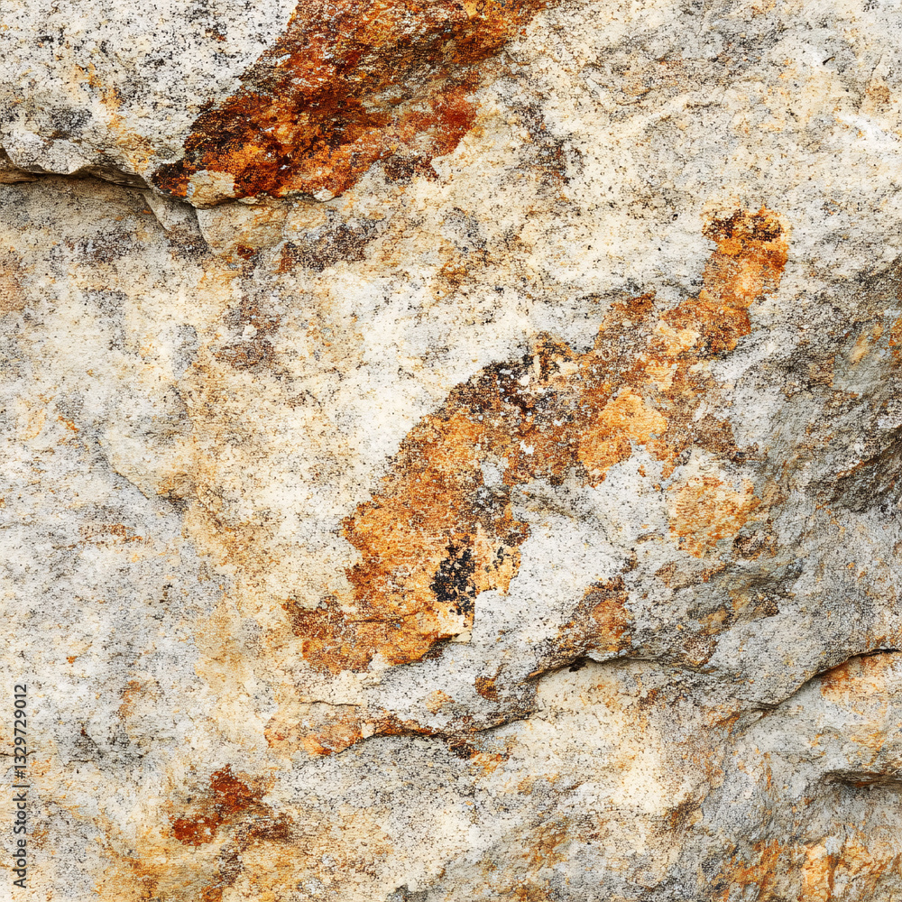 Aufkleber close-up of a weathered rock surface with rust-colored stains creating a natural and rugged texture 