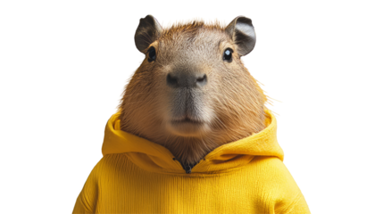 Capybara With Hoodie. Cool Pet Animal. guinea pig isolated on white background