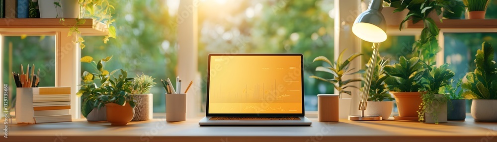 Poster remote worker utilizing ai-driven financial forecasting for business growth home office digital envi