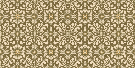 Elegant arabesque seamless pattern with intricate geometric shapes. Perfect for backgrounds, textiles, and decorative designs. High-resolution, detailed symmetry.