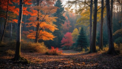 Fototapeta premium The forest experiences four seasons.