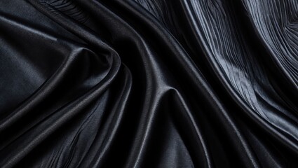 Obraz premium Texture, background, pattern, satin black is a weave that typically features a shiny front and a matte reverse, with satin weave defined by the use of four or more filler or weft threads.
