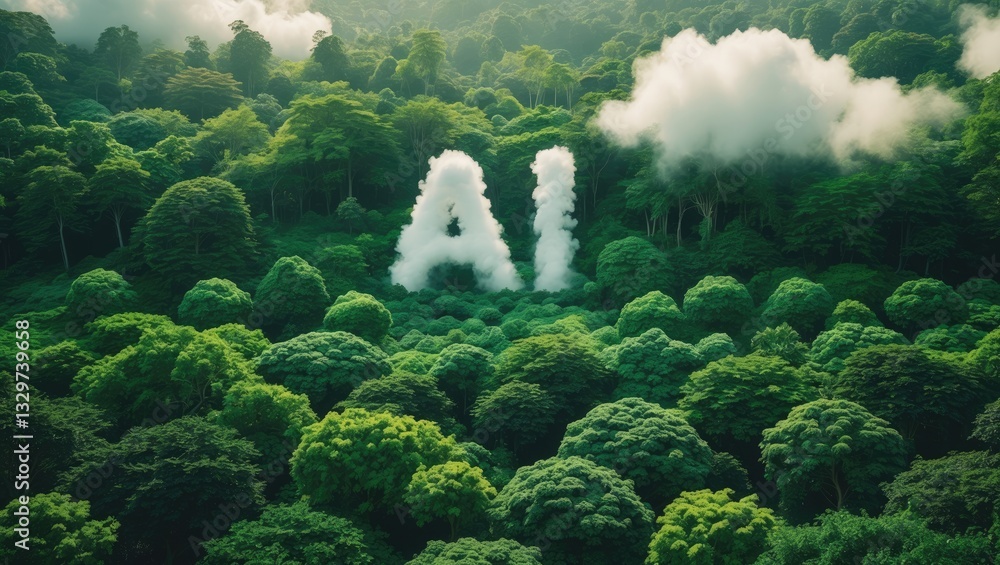 Poster the harmony of the environment and artificial intelligence technology. innovative global connectivit