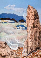 A lonely rock on the seashore