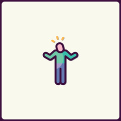 Person with bright idea illustration in a flat style digital icon