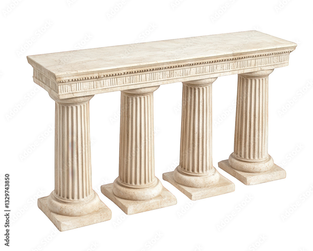 Poster elegant marble table supported by four classical columns, perfect for adding touch of sophistication