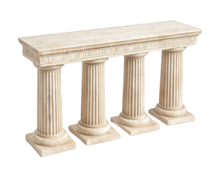 Elegant marble table supported by four classical columns, perfect for adding touch of sophistication to any space. Ideal for interior design or architectural themes