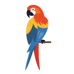 Fototapeta premium Colorful parrot perched on branch, vibrant wildlife illustration