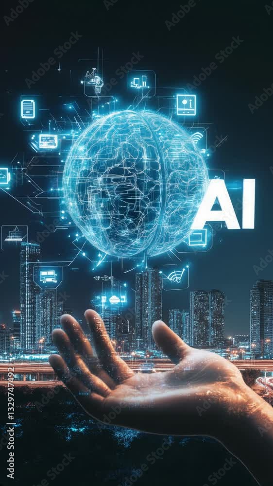 Poster artificial intelligence or modern technology high tech background