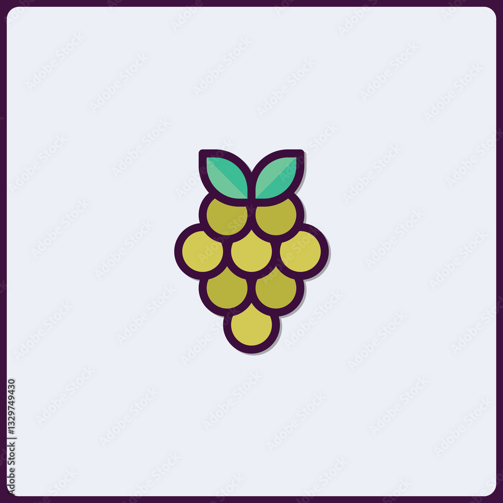 Aufkleber stylized grape cluster with leaves in a minimalist icon design scheme