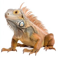 Fototapeta premium Tan Iguana Lizard Posing Against White Background