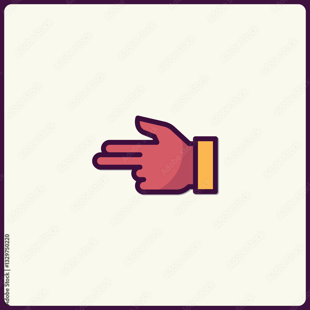 Aufkleber hand gesture pointing left with vibrant colors and smooth vector lines