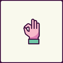 Whimsical vector icon of a hand gesture signifying approval or agreement
