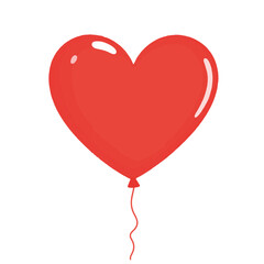 Bright red heart-shaped balloon on white background, love symbolism