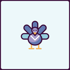 Stylized bird illustration with vibrant color palette, festive design
