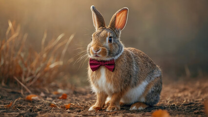 Fototapeta premium cute bunny with bow tie