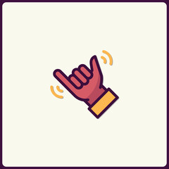 Vibrant Shaka Hand Sign Icon Representing Aloha Spirit and Positive Vibes