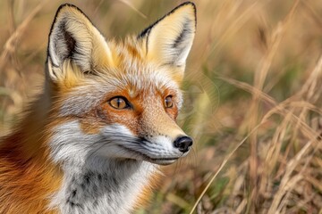 Fototapeta premium Close-Up of a Curious Red Fox in Stunning Detail / Wildlife Photography: Portrait of a Red Fox