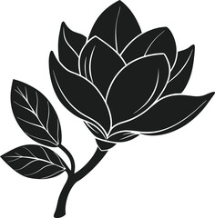 Minimalist Magnolia Flower Silhouette – Elegant Spring Botanical Vector