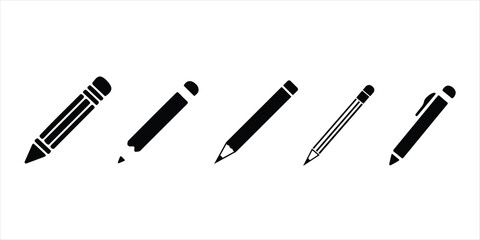 Pencil, pen icon vector set hand drawn illustration on white background. wooden pencil, pen, icon set.
