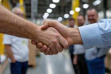 A close-up of a handshake between two business professionals signifies a successful partnership and collaboration, depicting themes of trust and professional relationships in business.