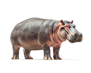 realistic hippopotamus full body isolated on a white background