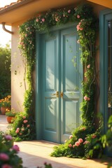 Stylish, closed bifold doors adorned with plants during summer and spring, featuring a patio.