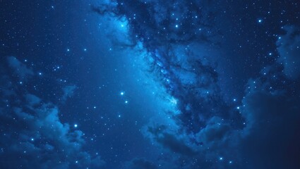 Starry night sky in blue. The look of a starry, blue sky.