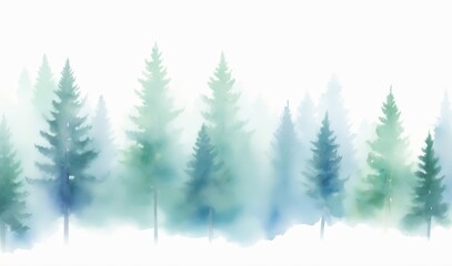 Fototapeta premium bosque de invierno. acuarela