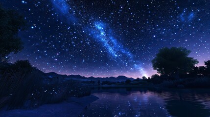 Fototapeta premium nature in the night, nature at the starry night, starry night nature