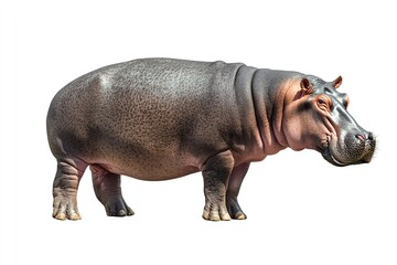 realistic hippopotamus full body isolated on a white background