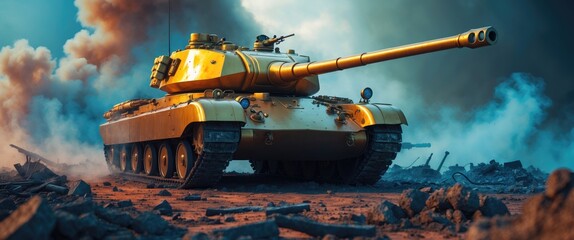 The image depicts a tank that has been sent by military forces to enhance armored capabilities in the ongoing conflict and serves as a powerful asset on the battlefield.