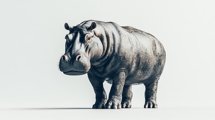 Obraz premium realistic hippopotamus full body isolated on a white background