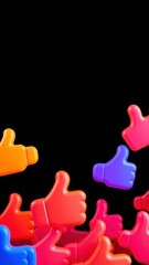 Obraz premium Instagram Likes in Abstract 3D Shapes with Neon Colors and a Dark Background