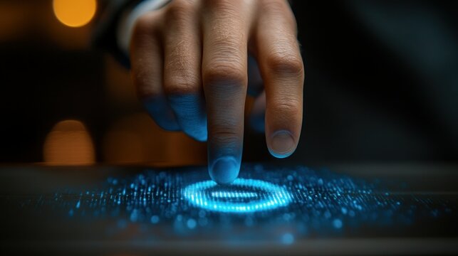 Finger interacting with digital tablet interface