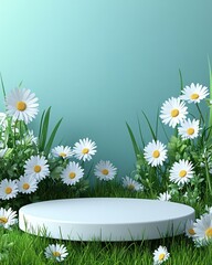 spring pedestal with daisies