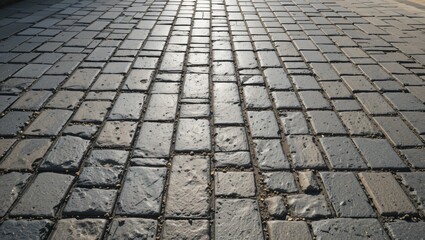 Cobblestone Pavement Sunlight Perspective