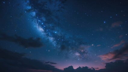 Fototapeta premium stars in the night sky with a blue space background featuring abstract night illumination.