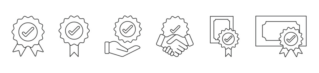 Verified checkmark icon vector set for a guarantee agreement certified award for successful business symbol illustration recommended badge warranty for web and app 