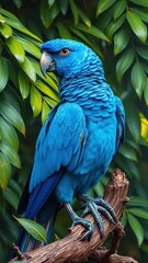  Exquisito Loro Azul en Estilo &Oacute;leo con Textura, en Medio de un Bosque Tropical