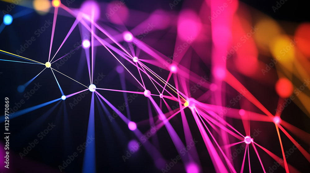 Poster vibrant and colorful abstract background featuring a complex grid network design that evokes creativ