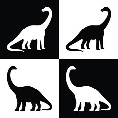 Dinosaur Silhouettes in Black and White Design