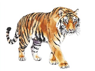 Obraz premium tiger with abstract paint on white background