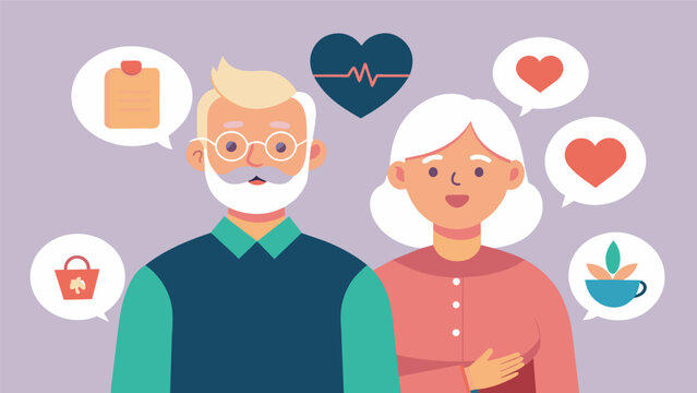 A married couple both in their 70s offer specialized life coaching services for seniors who are navigating the challenges of managing their finances and estate planning.. Vector illustration