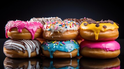 assorted colorful donuts on a table