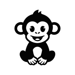 Fototapeta premium A cute cartoon monkey sitting with a happy expression 