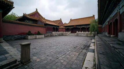 Historic courtyard architecture forbidden city image cultural site wide angle ancient chinese heritage