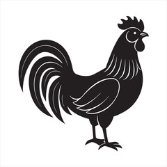 iconic rooster silhouette farm animal bird symbol vector design