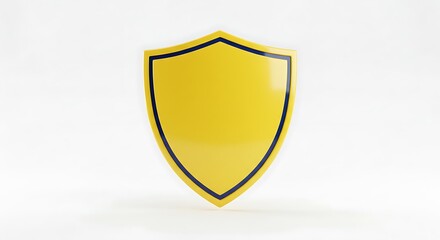 Isolated Yellow Shield with Blue Border on White Background Concept