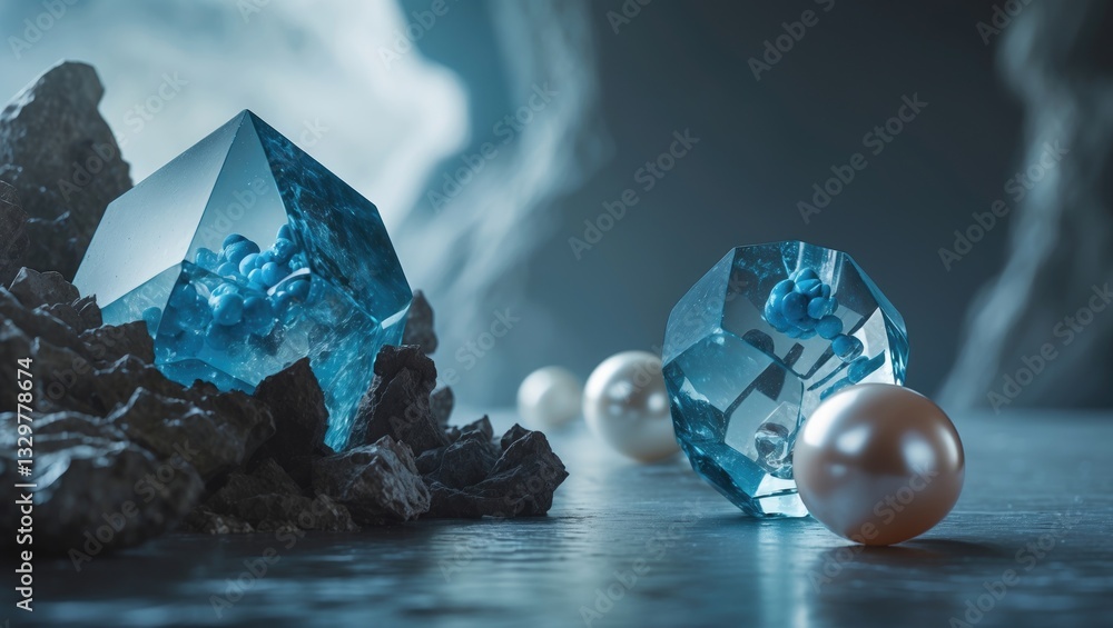 Poster the application of digital technology in genetic engineering. the crystalline lattice structure. the